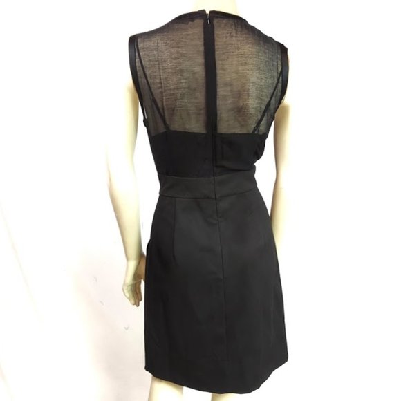 BCBGMaxAzria Tux Ruffle Front Sheer Sheath Dress 4 - Picture 6 of 7